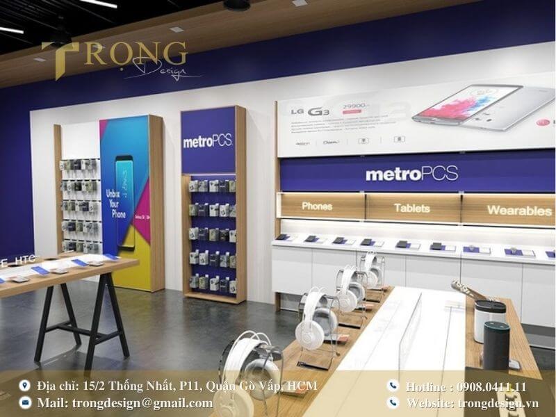 Cửa hàng với thiết kế gỗ và xanh dương