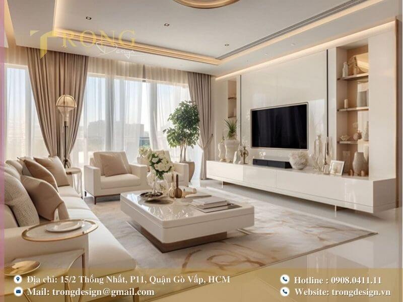 Thanh lịch và ấm cúng, kết hợp hài hòa giữa trắng và vàng nhạt.