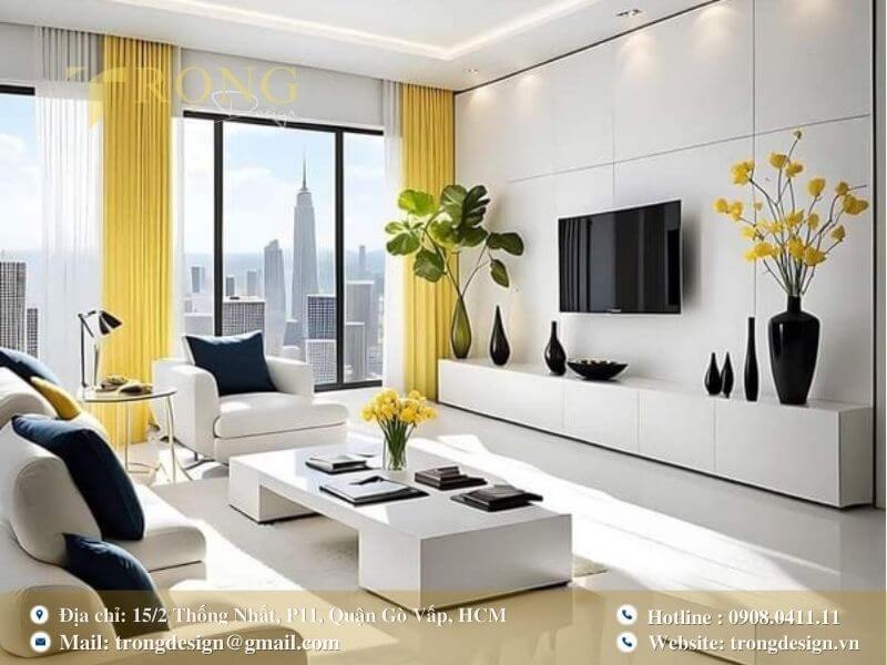 Tối giản hiện đại, nổi bật với sắc vàng tươi mới.