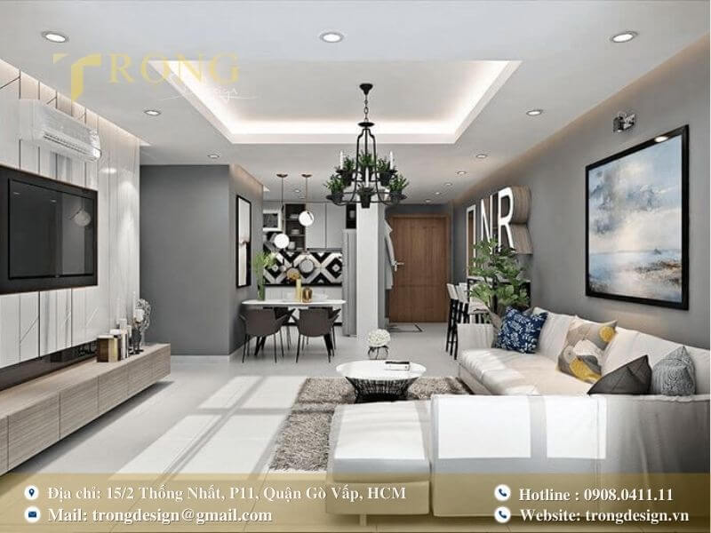 Không gian tối giản, hiện đại với sự kết hợp màu sắc hài hòa.