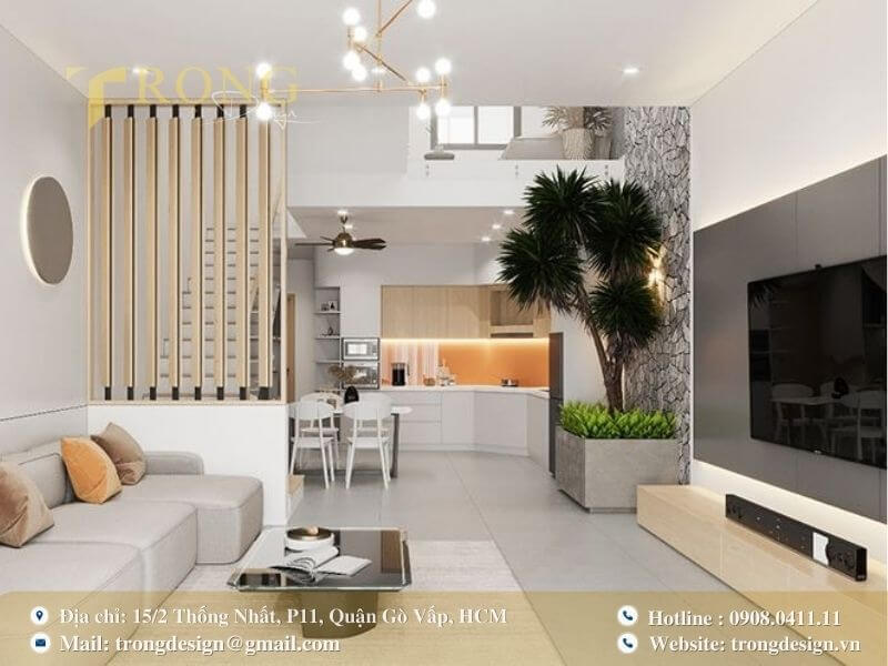 Thiết kế hiện đại, cá tính với sự kết hợp đa dạng của vật liệu.