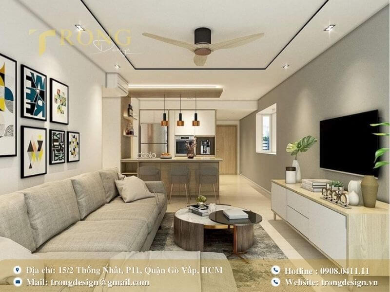 Không gian sống hiện đại, trẻ trung với các điểm nhấn nghệ thuật.