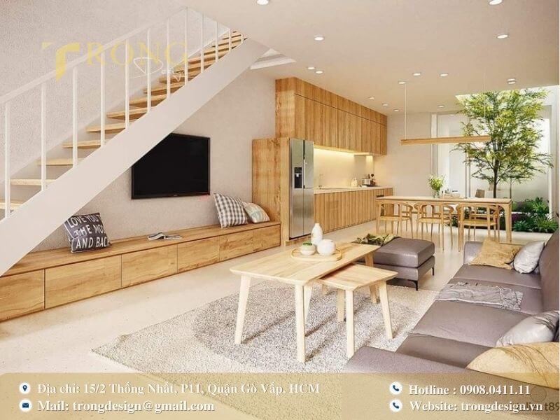 Thiết kế tối giản và ấm cúng với nội thất gỗ tự nhiên.