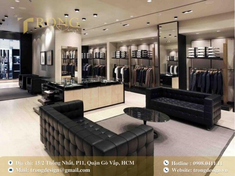 Cửa hàng sang trọng, hiện đại chuyên về thời trang nam cao cấp và phụ kiện.