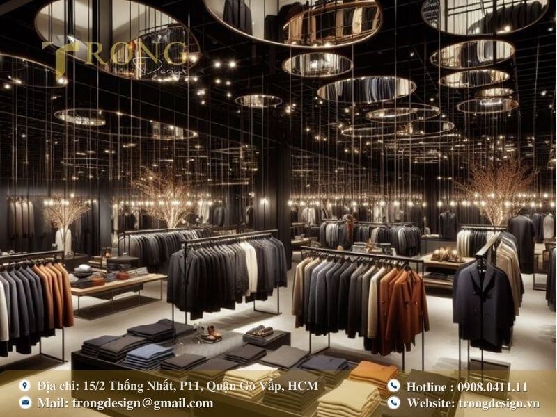 Cửa hàng sang trọng, bí ẩn với tông màu đen và gương tròn phản chiếu ấn tượng