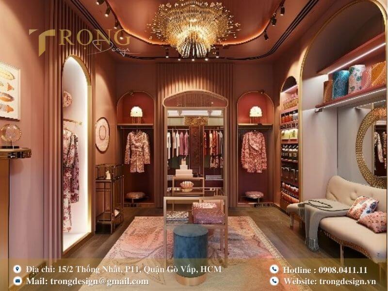 Thiết kế sang trọng, nữ tính với tông màu hồng đất và các chi tiết quý phái.