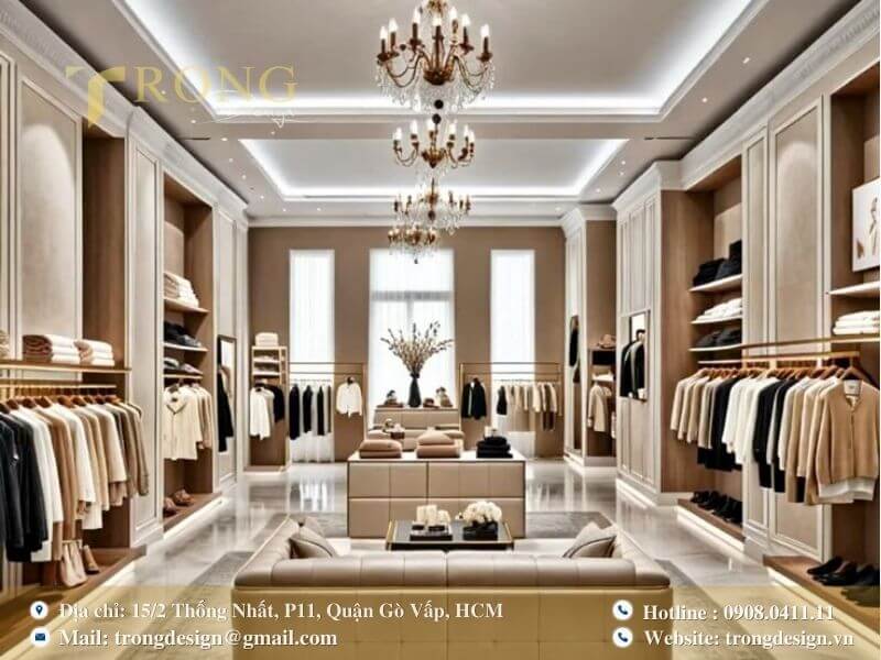 Cửa hàng thời trang cao cấp với thiết kế đối xứng.