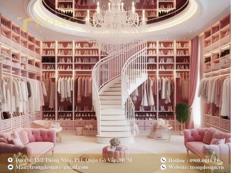 Tủ quần áo cổ tích màu hồng cho những tín đồ thời trang.